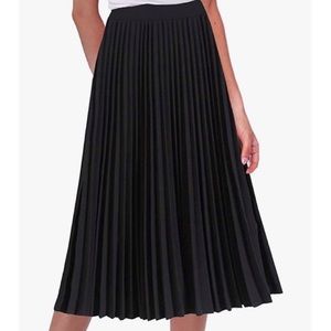 A New Day Pleated Black Midi Skirt